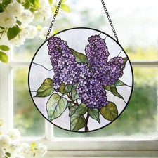 Purple Lilac Stained Glass Suncatcher Lilac Window Hanging Garden Suncather