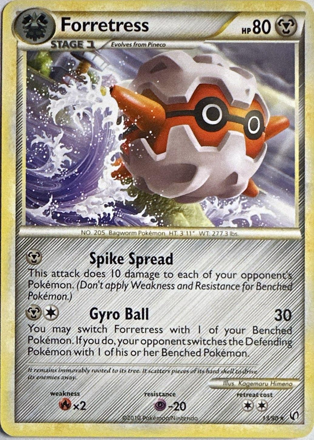 Forretress 13/90 Rare HGSS Undaunted Pokemon Lightly Played