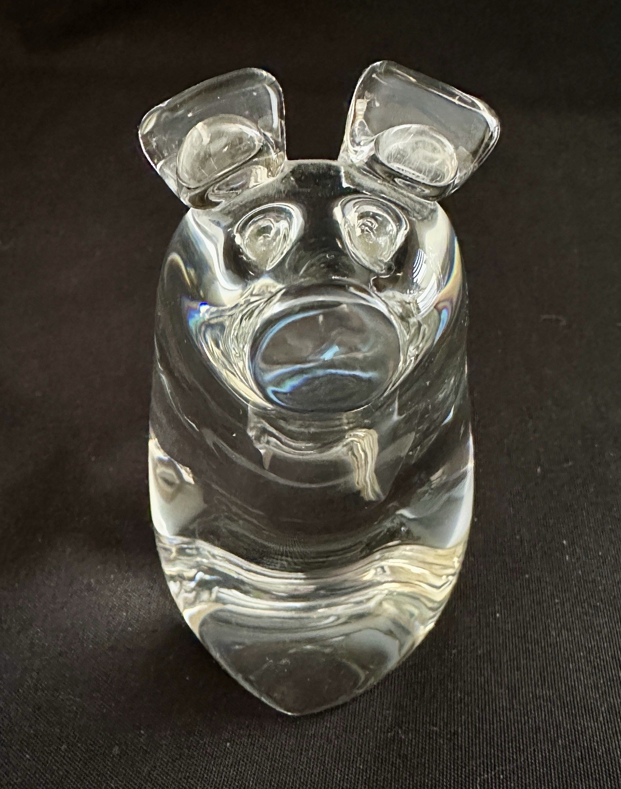 VINTAGE STEUBEN CRYSTAL PIG LLOYD ATKINS FIGURINE PAPERWEIGHT HAND COOLER 4-1/2"