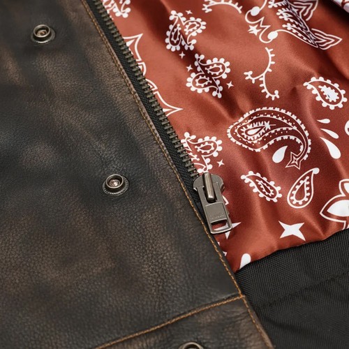 Harley Lowside Men’s Motorcycle Leather Vest Club Style Vest Paisley Gun pockets - Picture 3 of 8