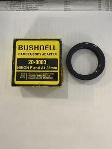 BUSHNELL CAMERA BODY ADAPTOR 20 0003 NIKON F AND A1 35MM W/BOX T-NF JAPAN