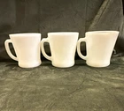 Fire-King White Milk Glass Coffee Mugs Set of 3 8 oz Made in USA