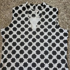 Lulu B Scallop V-neck Sleeveless Athletic Dress XS Black White Sea Knot UPF50 