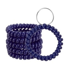 6-Pack Wrist Coil Keychain, 2" Plastic with Steel Key Ring Cyan 