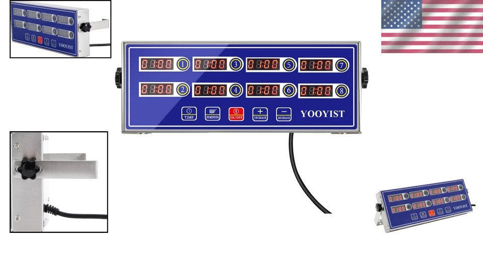8-Channel Programmable Kitchen Timer with Loud Alarm for Professional Chefs - Image 2 of 4
