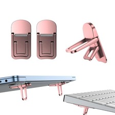 2 PCS Zinc Alloy Mini Foldable Laptop Stand, Portable Keyboard Riser Pink Acc