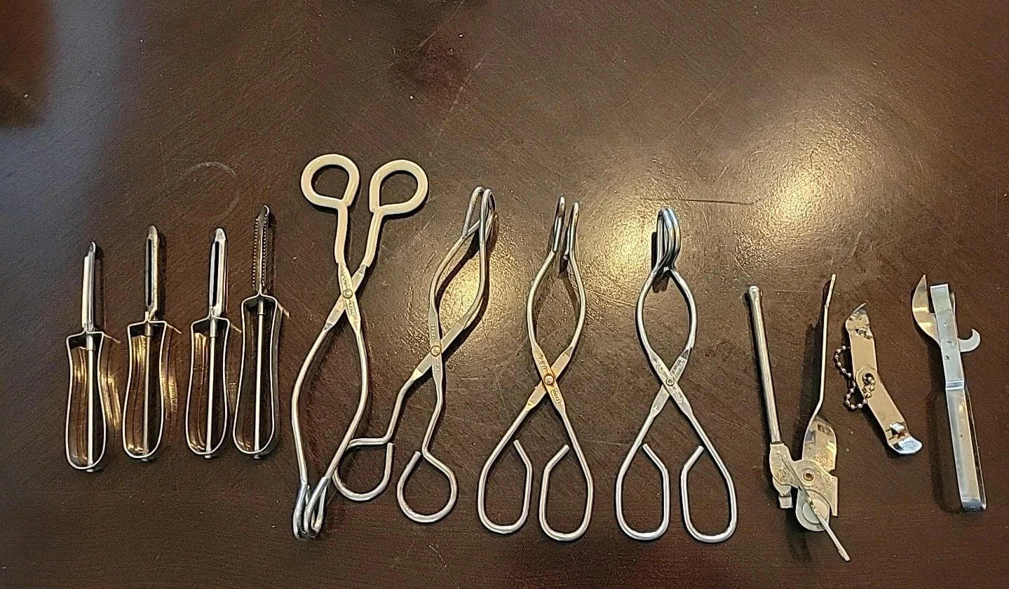 11 Pc Ultimate Vintage Metal Ekco Peeler, Tong and Can and Bottle Opener Set