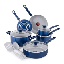 T-Fal Easy Care 12-Piece Ceramic Non-Stick Cookware Set, Electric Blue