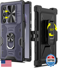 Caka Galaxy S24 Ultra Case Belt Clip Holster Camera Cover 360 Ring Stand Purple