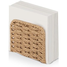 Woven Rattan Wicker Upright Napkin Holders for Table Standing Paper Dispenser...