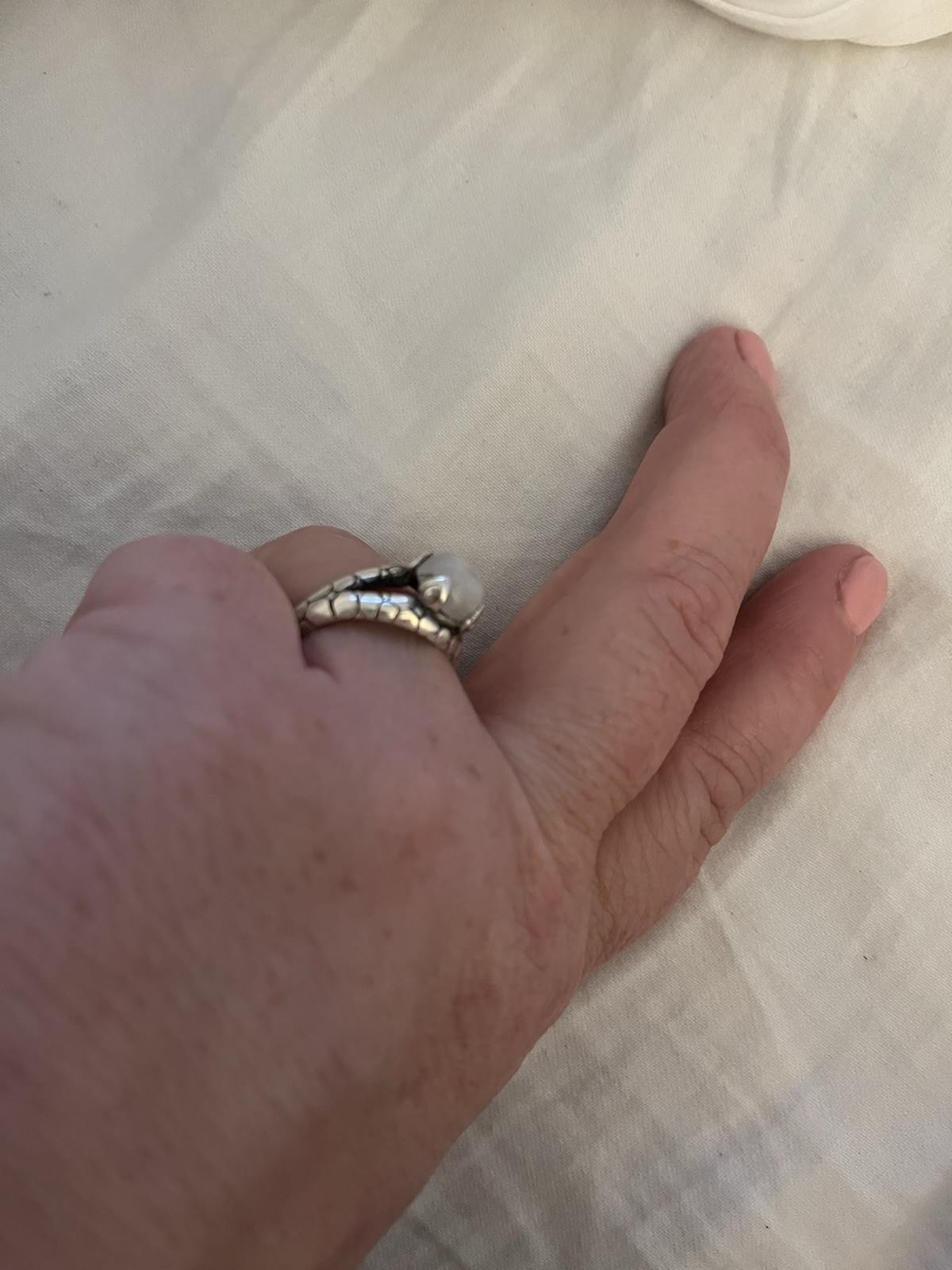 Sterling Silver Moonstone Dragon Scale Ring Size … - image 3