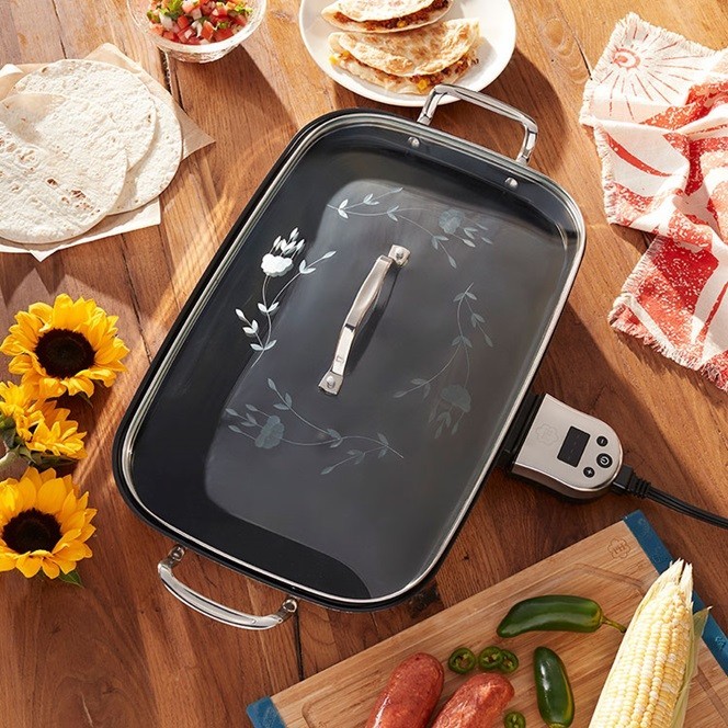 Princess House Ceramic Nonstick Electric Double Griddle 10480 New