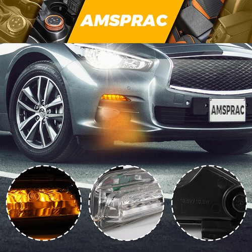 For 2014~2019 Infiniti Q50 Sport Front Bumper Amber Fog Signal Light Lamp~Clear - Picture 6 of 15