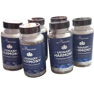 6 EU Natural Urinary Harmony D-Mannose & Hibiscus Vegetarian 360 Capsules 60 Ea