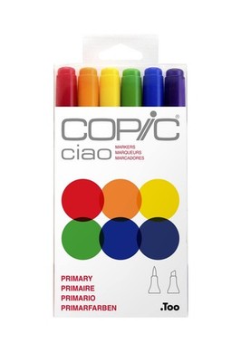 Ciao Marker Set ''Primary'' mit 6 Farben, Allround Layoutmarker, im praktischen...