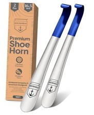 Metal Shoe Horn Long Handle for Seniors, Shoehorn Long 16.5" Navy 2 Pack