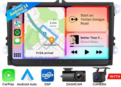 CAM+DVR+Eonon VWX7 9'' IPS Android 14 Car Play Stereo GPS Radio for VW Volkswagen