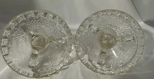 Anchor Hocking Pressed Glass Candle Holder  Set of 2 Stars& Laurel VTG 1950s MCM