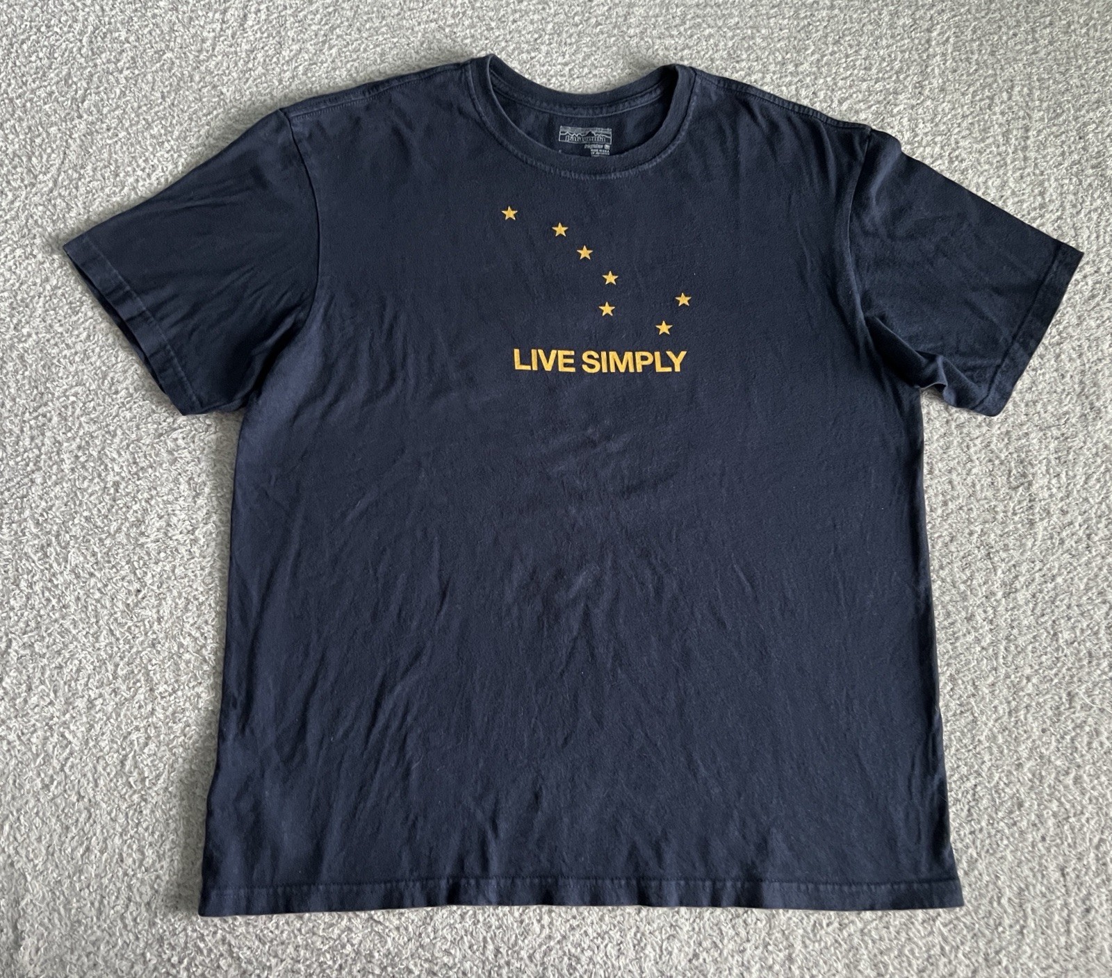 Patagonia T Shirt Tee Men’s Large Blue Regular Live Simply Big Dipper *Hole