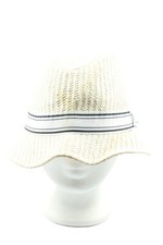H&M Strohhut Damen Hut Gr. DE 58 creme-weiß-dunkelblau Casual-Look