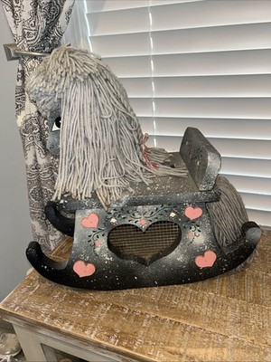 Vintage Handmade Horse Statue With Yarn Hair-Does Not Rock Has Compartment