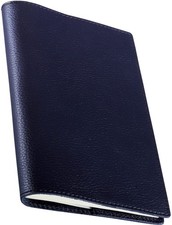 Book cover, paperback, genuine leather, bookmark, vegetable tanned dark navy