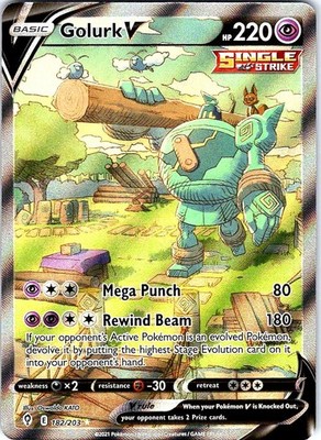 Golurk V 182/203 Ultra Rare Evolving Skies Pokemon Holo Near Mint