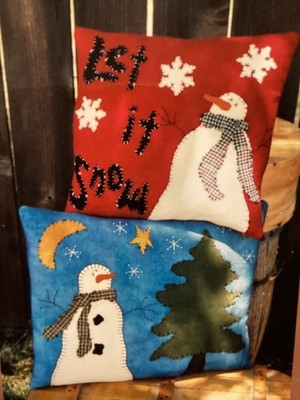 PATTERN Wool Felt Snowman Pillow & Let It Snow Pillow NEW Sew Unique Creations