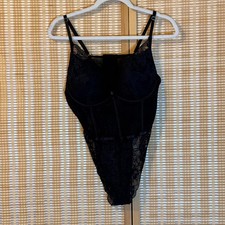 Body Rage Spencers Black Floral Lace Corset Bodice Underwire Bodysuit XL Goh