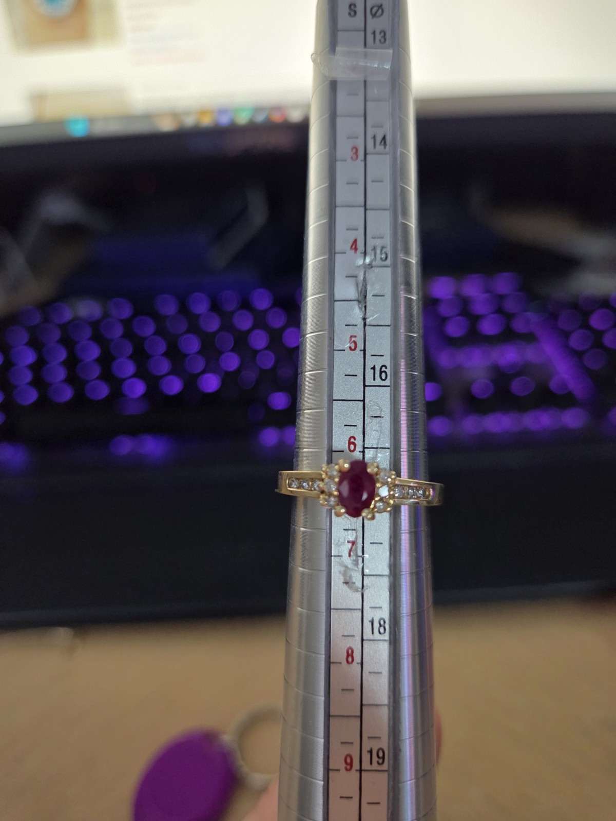 14k Solid Gold Diamond And Ruby Ring. Size 6.5 2.… - image 1