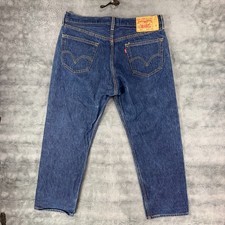 Y2K Levis 501 Men's 36x30 Button Fly Straight Leg Denim Jeans Blue Dark Wash