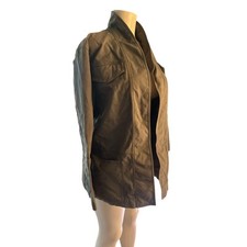 Women M Aritzia Wilfred Rouville Cotton Olive Green Open Front Jacket Coat