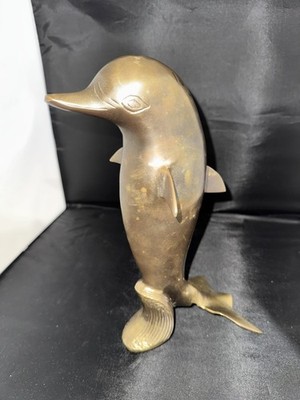 Vintage Brass Dolphin Figurine Statue 11 
