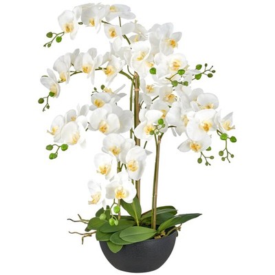 Kunstpflanze Phalaenopsis, Farbe weiß, Real Touch,  inkl. Kunststoff-Schale, Höh