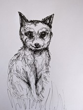 Meerkat Cat Ears Drawing Unframed A4 Gift Home Decor Art New Birthday House