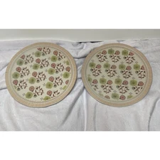 Anthropologie Renata Side Plates Set of 2 Dessert Salad Pink Motif 7.75”