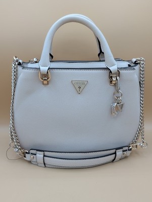 GUESS Fedora Shoulder Satchel Bag Bone Cream Beige Gold Chain Charm NWOT
