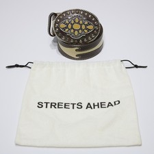 VTG 1995 Streets Ahead Made in USA Beige Western Belt Women Size M 37"x1.5" 