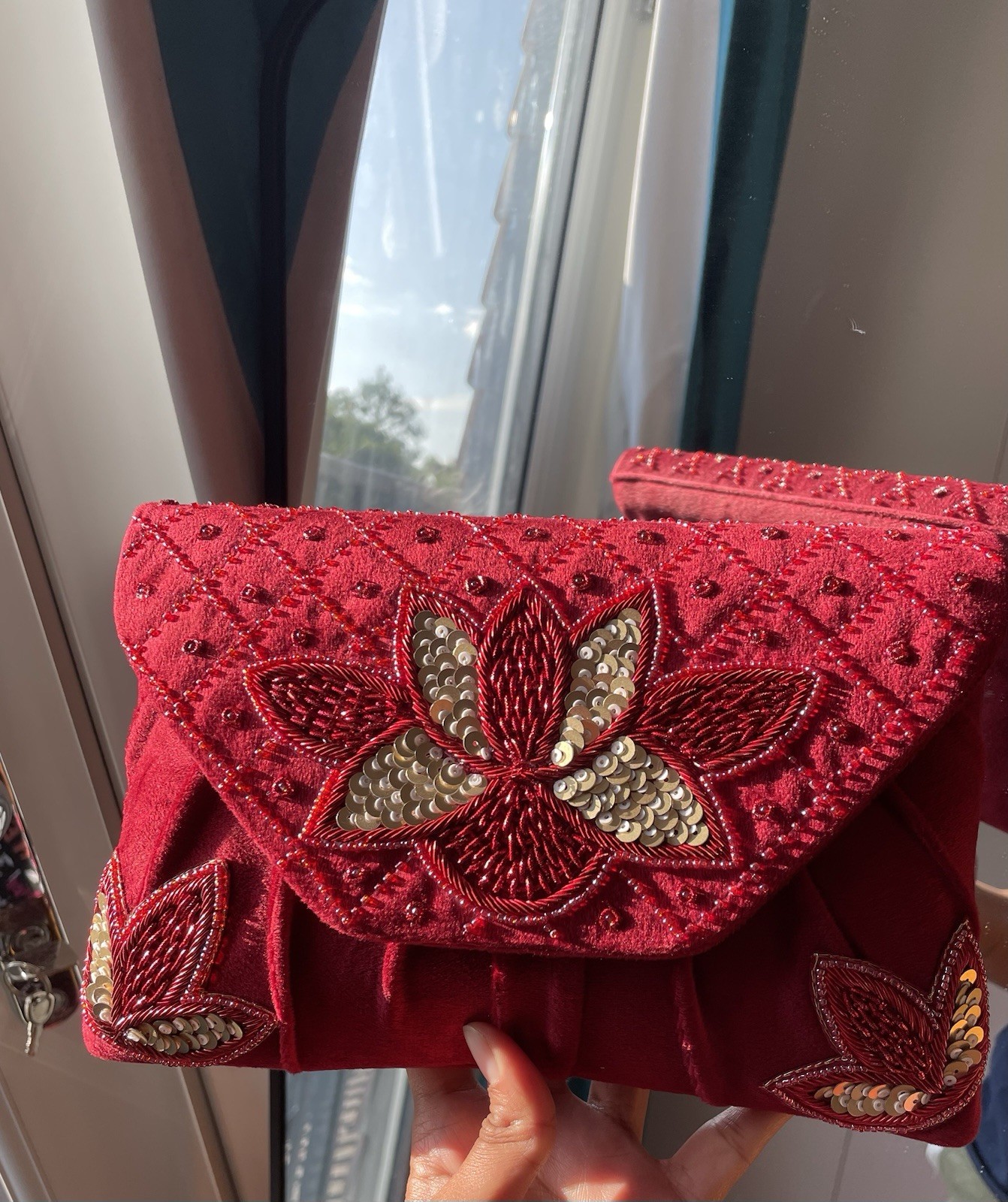 Beautiful Handmade Big Clutch Handbag with Strap for Women Party Wedding Bag