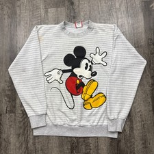 Vintage 90s Mickey Mouse Striped Crewneck Sweatshirt
