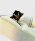 MOURNING RING? ONYX OR BLACK GLASS & SEED PEARLS, UNMARKED, SIZE 6, ADJUSTABLE — photo 1