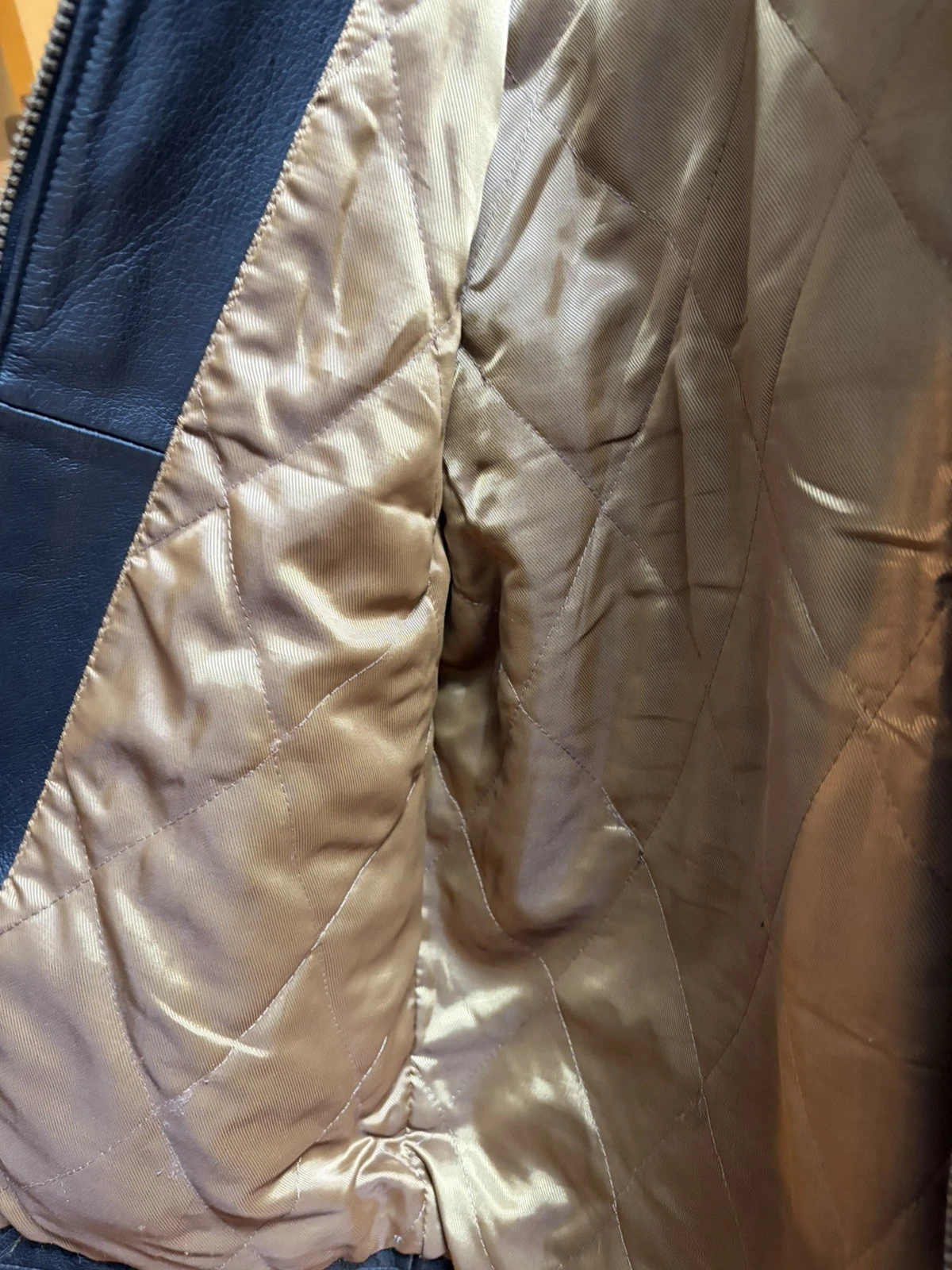 Vintage Perry Ellis Aviator Leather Jacket Mens Large sheepskin Collar image 12