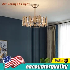 For Bedroom 3 Speed Caged Ceiling Fan with Light 20 Inch Modern Luxury Bladeless