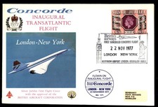 Mayfairstamps England 1977 London to New York USA inaugural transatlantic flight