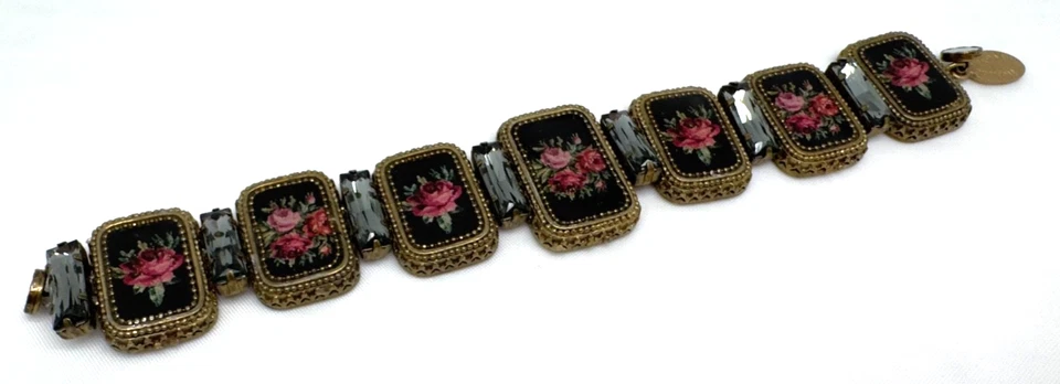 Michal Negrin Colorful Bracelet Enameled Flowers #72# - Image 3 of 4