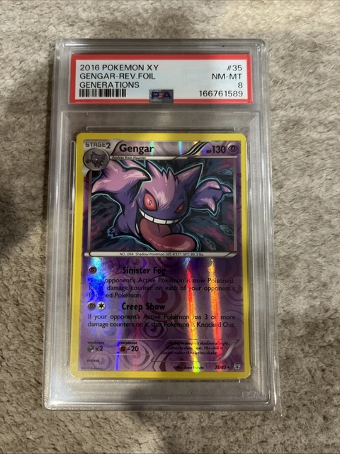 2016 POKEMON XY GENERATIONS #35 GENGAR-REVERSE FOIL PSA 8