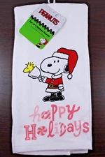 Peanuts Best Brands 2025 Santa Snoopy Christmas Kitchen Towel Set 18x28 Cotton