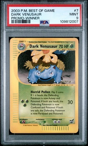 2003 POKEMON BEST OF GAME PROMO WINNER #7 DARK VENUSAUR PSA 9