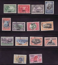 Liberia # 195-208 Complete Set 1921 Ovpt Fauna