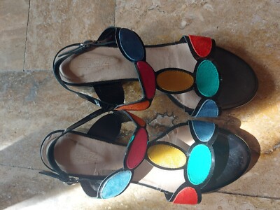 Kess Lopez Calcados Sandalen Sandalette Blockabsatz Schwarz Pink Blau Orange...